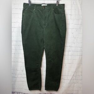 NWOT GAP Vintage Slim High Rise emerald green corduroy pants size 14